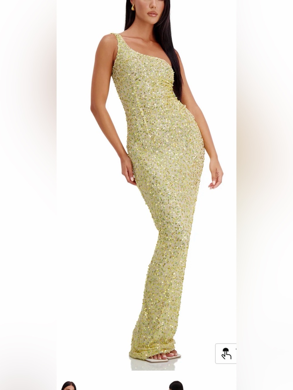 Alamour the Label Yellow Sequin Maxi Dress Size Small